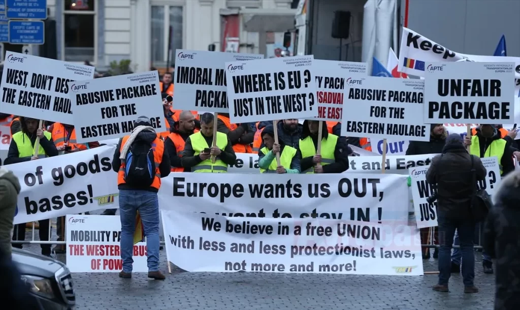 Brüksel'de taşımacıların protestosu