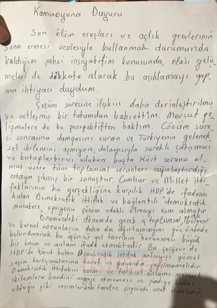 Teröristbaşı Öcalan'dan HDP'ye tarafsızlık çağrısı