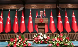 Cumhurbaşkanlığı Külliyesi'nde düzenlenen Cumhurbaşkanlığı Kabine Toplantısı'nın ardından millete seslenen Cumhurbaşkanı