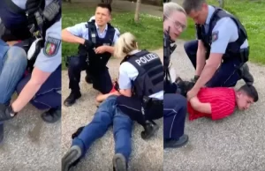 Almanya'nın Duisburg kentinde polislerin 13 yaşındaki Emirhan Altıntaş'a seçim afişini