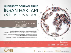 İnsan Hakları Online Eğitim Programına başvurular 14 Mart 2021 tarihine