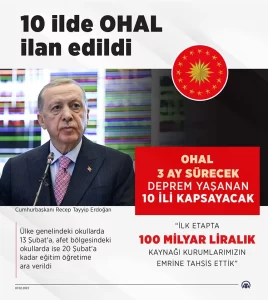 Cumhurbaşkanı Erdoğan,"Anayasanın 119. maddesinin bize verdiği yetkiye dayanarak OHAL ilan
