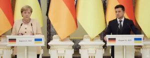 Almanya Başbakanı Angela Merkel ve Ukrayna Devlet Başkanı Vladimir Zelenskiy,
