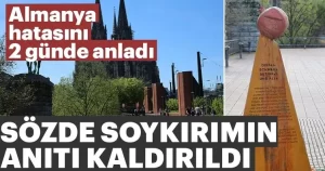 Almanya’nın Köln kentinde bir grup tarafından yasadışı olarak dikilen sözde