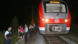 Almanya'da baltalı saldırgan trende 21 kişiyi yaraladı. Würzburg-Heidingsfeld ile Ochsenfurt