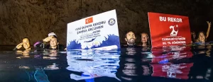 Dünya dalış rekortmeni milli sporcu Şahika Ercümen, Mersin'in Aydıncık ilçesindeki