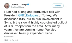 İSTANBUL/WASHINGTON Cumhurbaşkanı Erdoğan, Trump'la ticari ilişkilerden Suriye'deki gelişmelere birçok konuda