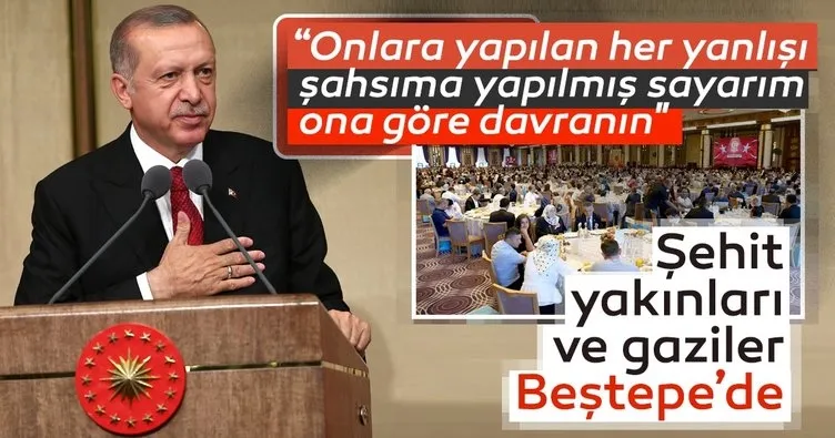 Erdoğan Beştepe'de şehit yakınları ve gazileri ağırladı