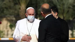 Katoliklerin ruhani lideri Papa Franciscus, Irak'ın Erbil kentindeki temasları sırasında,