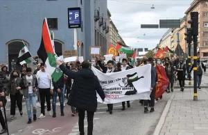 İsveç'in başkenti Stockholm'de İsrail'in Doğu Kudüs ve Gazze'deki saldırılarına karşı