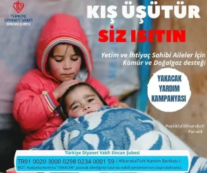 Türkiye Diyanet Vakfı Ankara Sincan Şubesi, ihtiyaç sahibi ailelerin doğalgaz