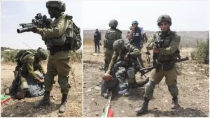 İsrail askerlerinin, işgal altındaki Batı Şeria'da barışçıl gösteri düzenleyen Filistinlilere