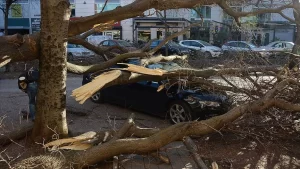 Mostar'da etkili olan fırtına nedeniyle bazı ev ve iş yerleri