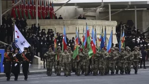 Ermenistan'ın işgali altında kalan toprakların kurtarılması dolayısıyla düzenlenen tören için