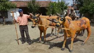 Tekirdağ'ın Malkara ilçesinde yaşayan Refik Akyörük'ün, ormandan topladığı kütük ve