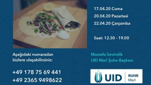 Uluslararası Demokratlar Birliği (UID) Marl Şube Teşkilatı, korona virüs salgını