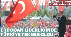 Yenikapı'da Filistin halkına destek amacıyla düzenlenen Zulme Lanet Kudüs'e Destek
