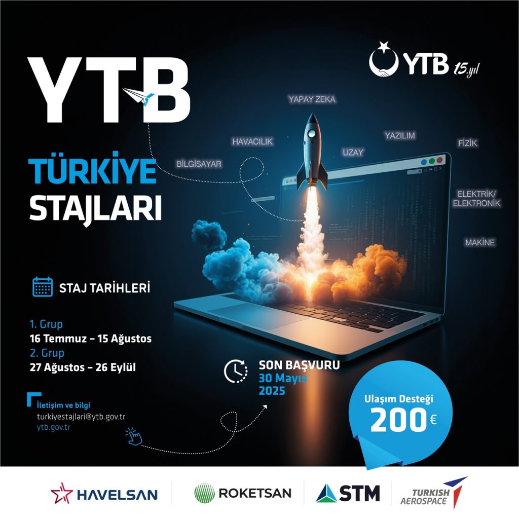 YTB’den yurt dışındaki gençlere Türkiye’de Savurma Sanayii Staj fırsatı 1 1 2025TurkiyeStajlari