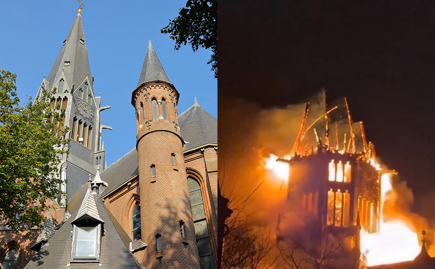 Yılbaşı kutlamaları sırasında tarihi Vondelkerk Kilisesi alevlere teslim oldu