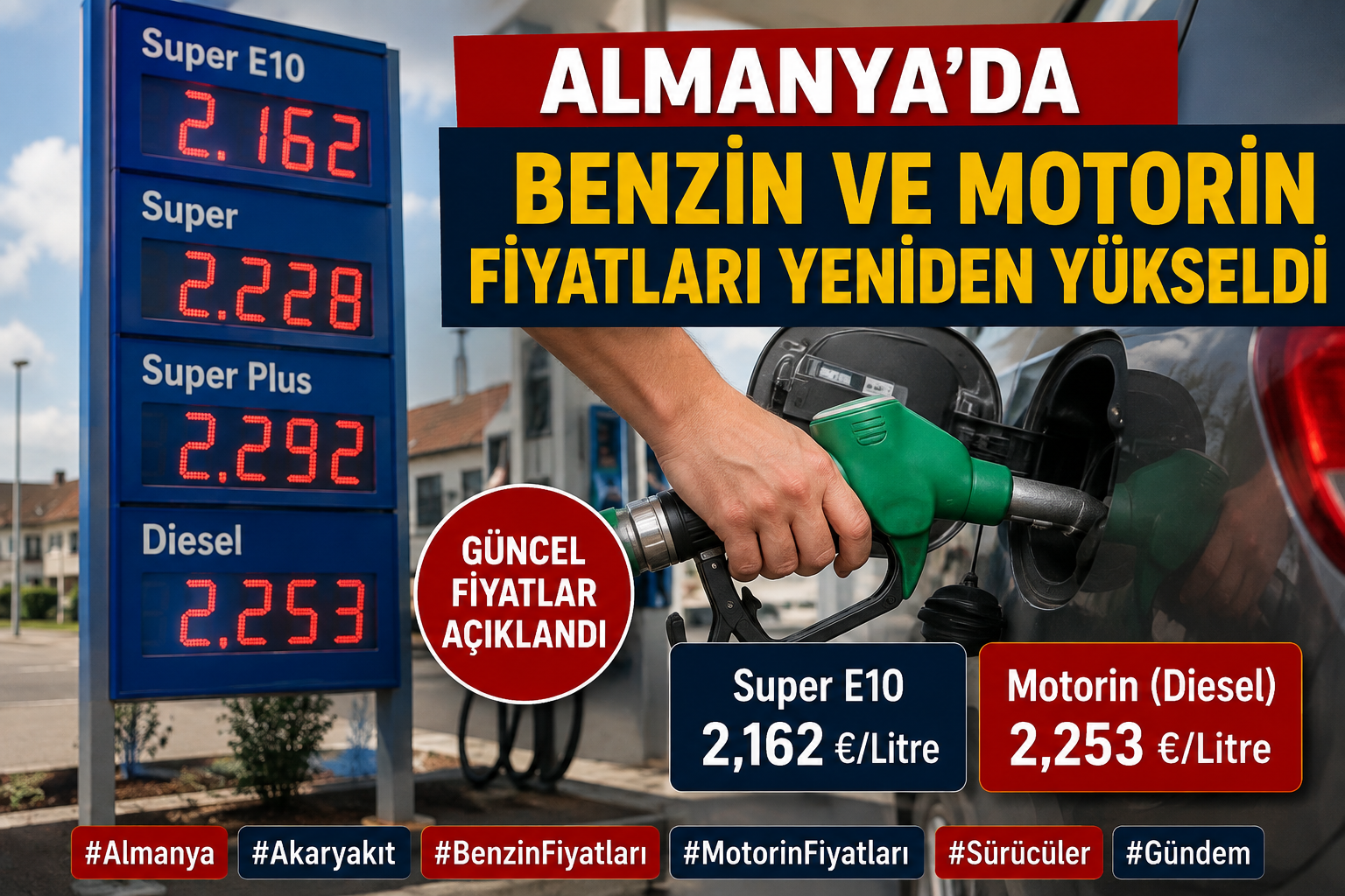 Almanya’da sürücülere kötü haber: Benzin ve motorin fiyatları yeniden yükseldi