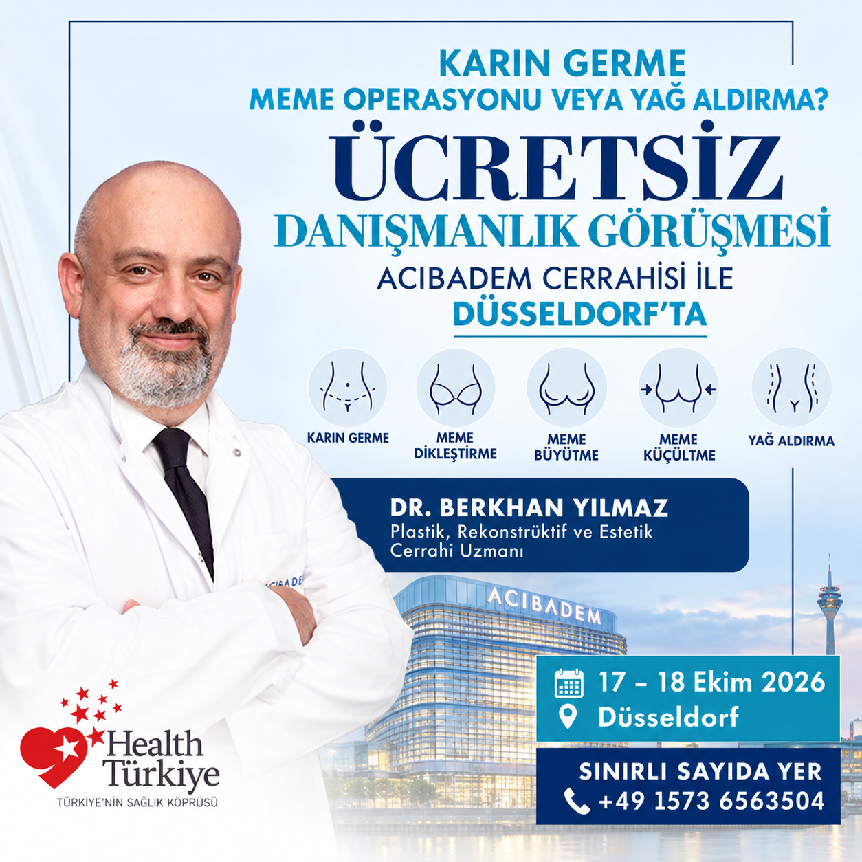 Acıbadem uzmanı Dr. Berkhan Yılmaz Düsseldorf’ta ücretsiz danışmanlık verecek